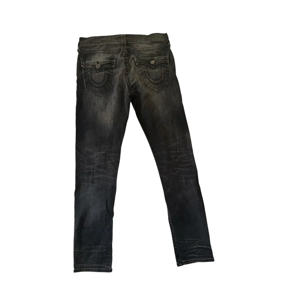 True Religion Dean Tapered Jeans Black Size- 33 x 31 USA